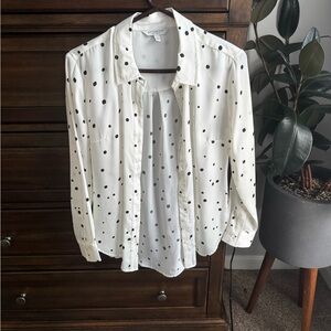 Liverpool White and Black Polka Dot Button Down Shirt